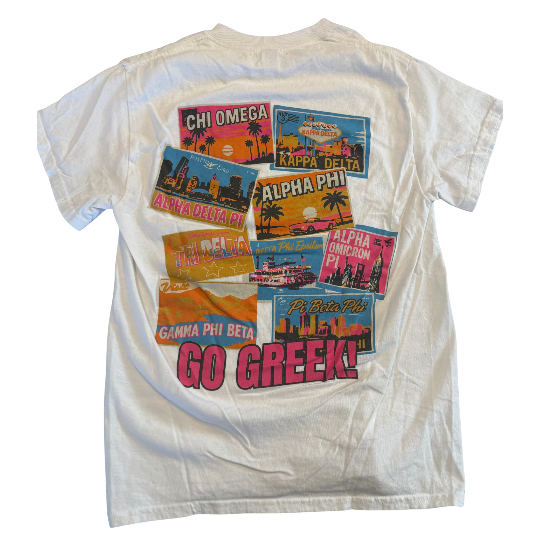 Go Greek Multi-Sorority Postcard Tee Back