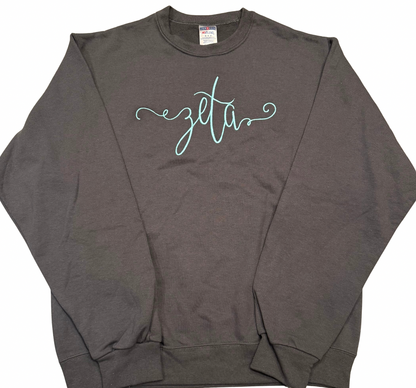 ZTA Gray Zeta Blue Stitch Crewneck Sweatshirt Size M