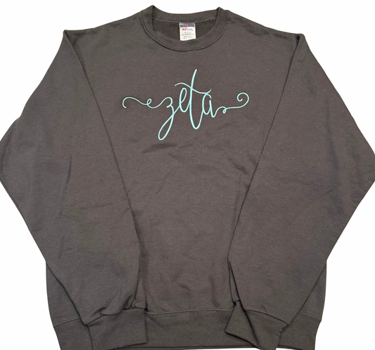 ZTA Gray Zeta Blue Stitch Crewneck Sweatshirt Size M