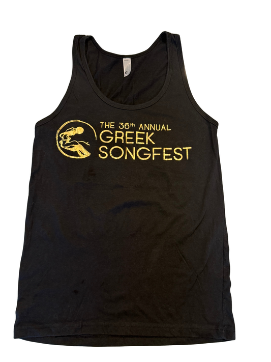 Delta Gamma 36th Annual Greek Songfest black tank with gold foil print