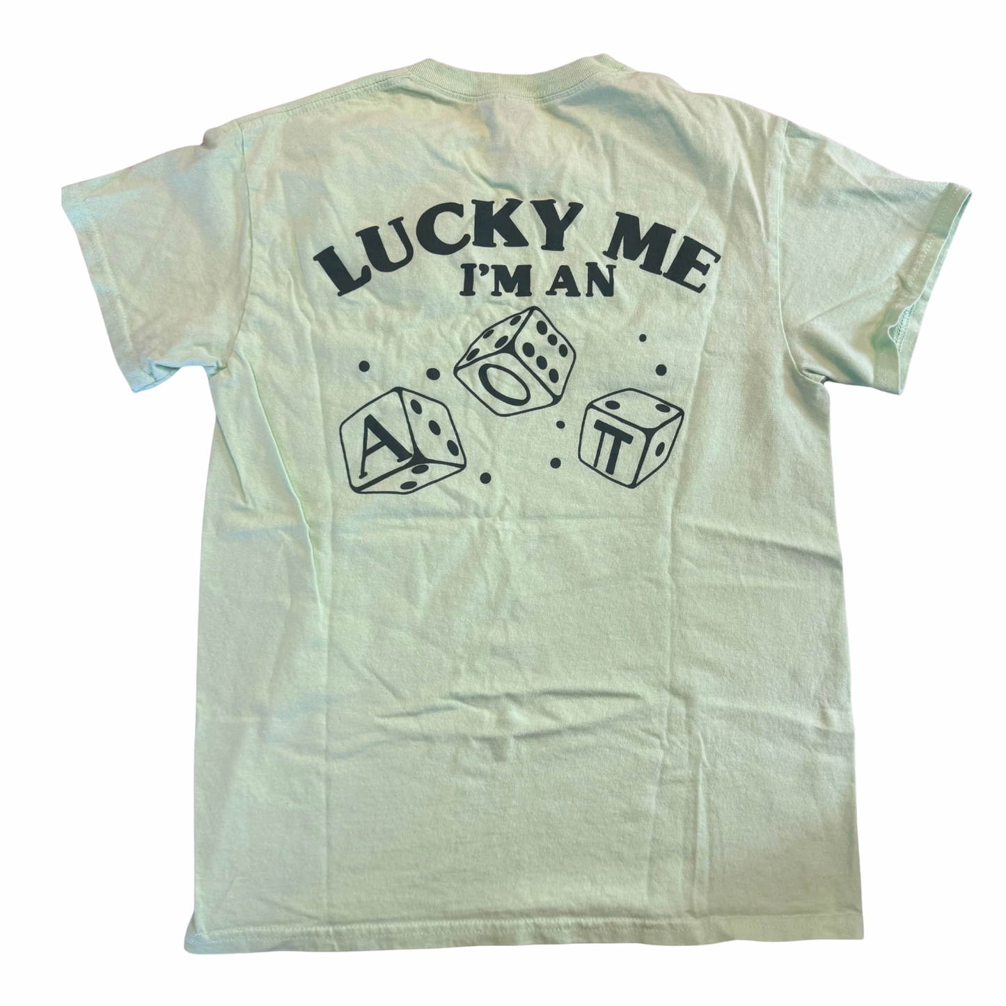 Alpha Omicron Pi Lucky Me Tee Back