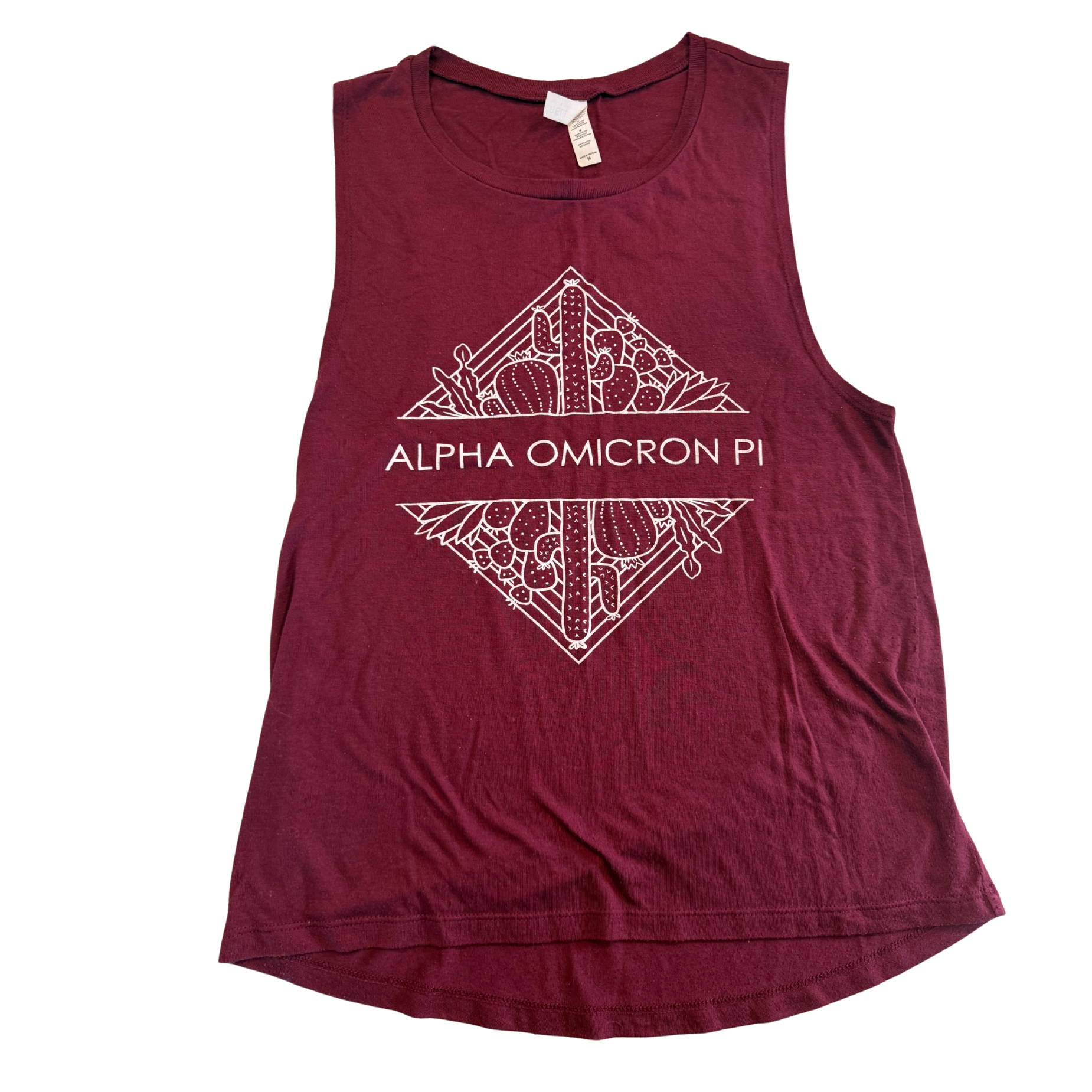 Alpha Omicron Pi Burgundy Cactus Diamond Muscle Tank