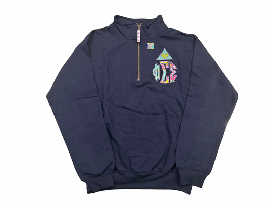 Phi Sigma Sigma Navy Blue Quarter Zip Pullover Size S