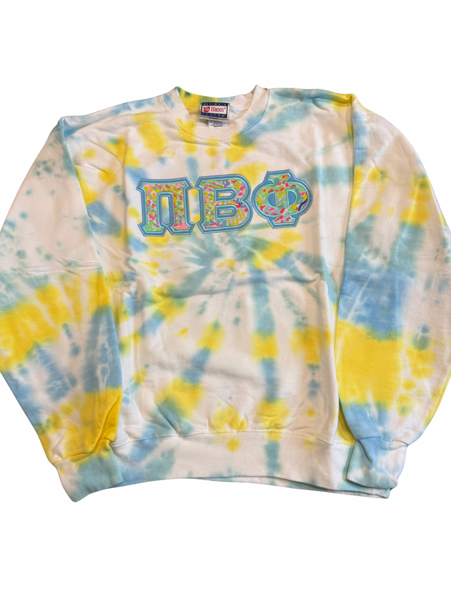 Pi Beta Phi Blue Yellow Tie Dye Sweatshirt Size M