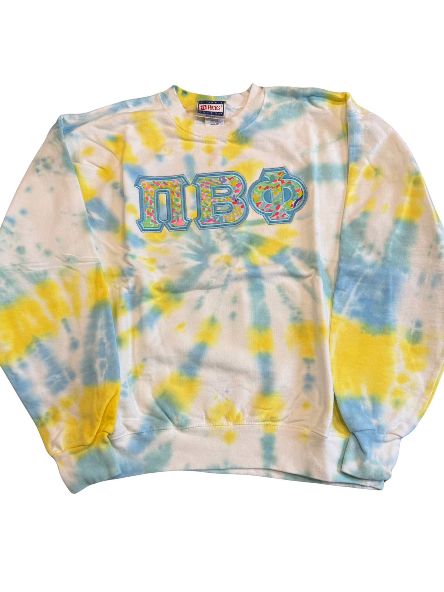 Pi Beta Phi Blue Yellow Tie Dye Sweatshirt Size M