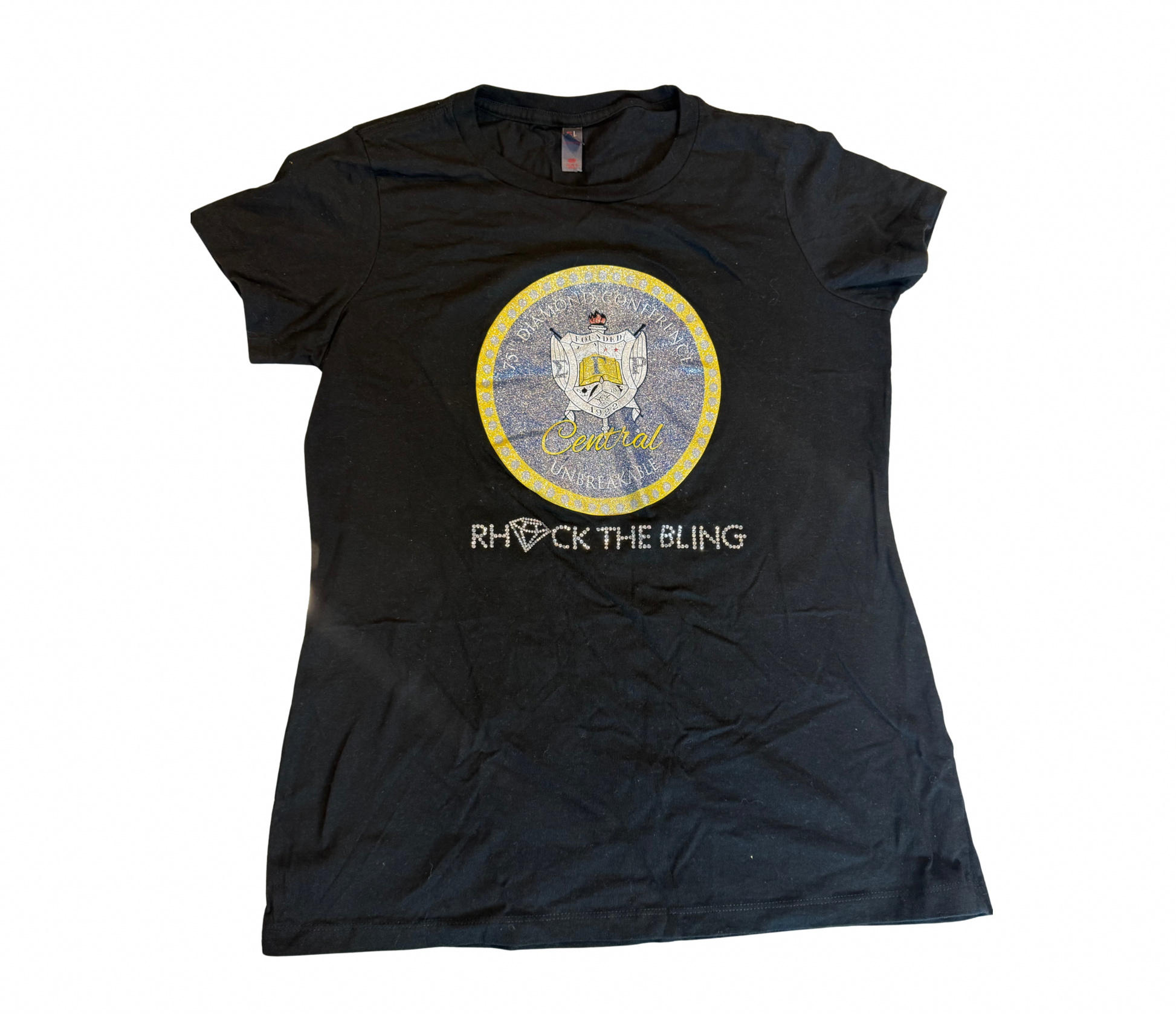 Sigma Gamma Rho 75th Central Region Diamond Rhock the Bling black tee, size M