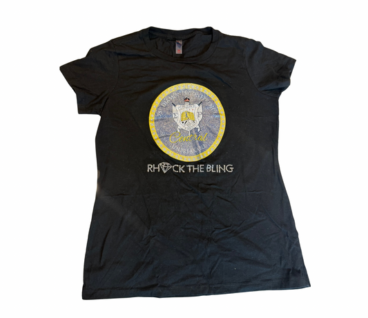 Sigma Gamma Rho 75th Central Region Diamond Rhock the Bling black tee, size M