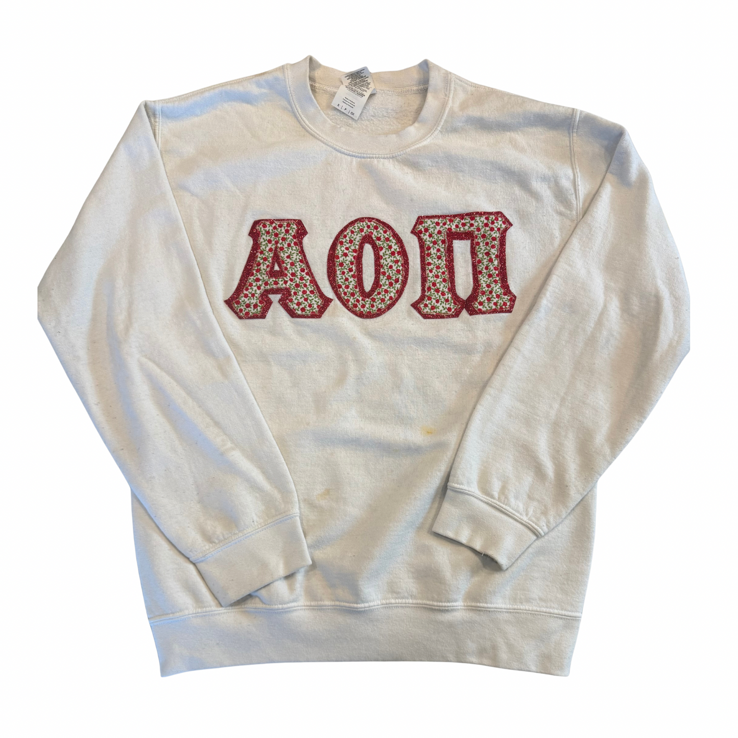 AOII Floral Letter Crewneck Sweatshirt White