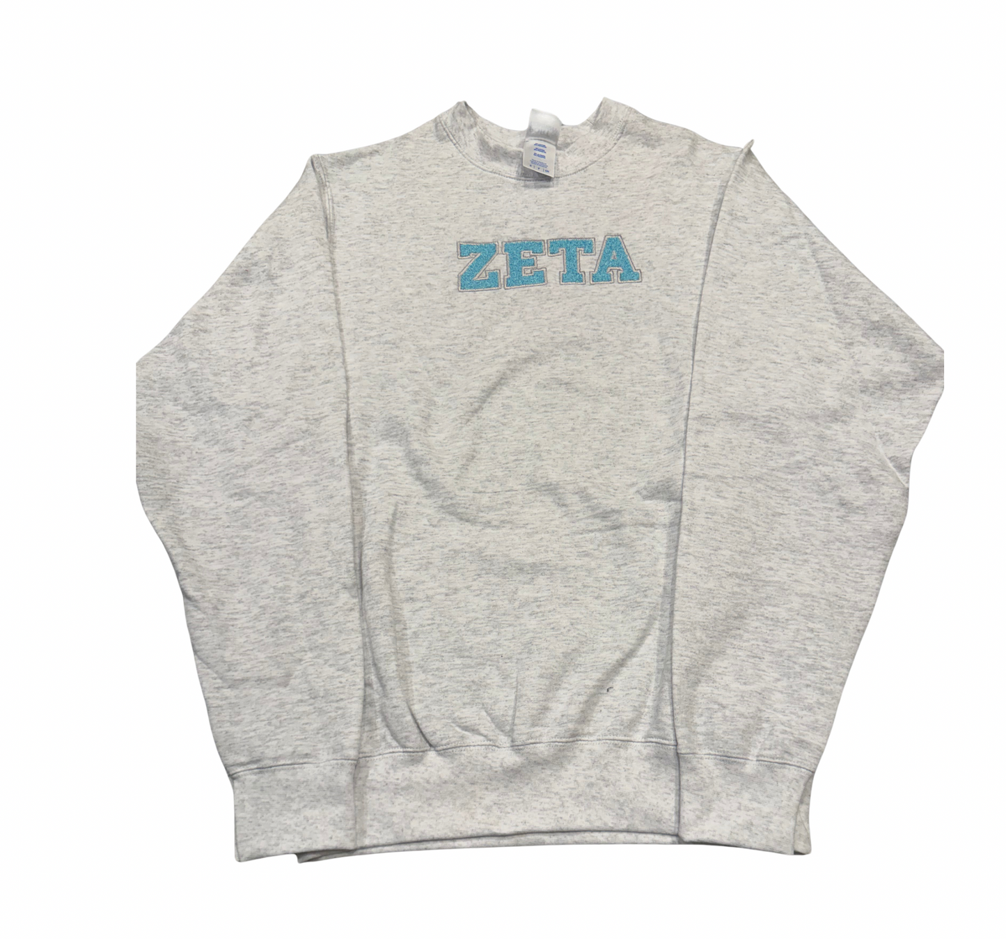 ZTA Light Gray Zeta Blue Letters Crewneck Sweatshirt Size S