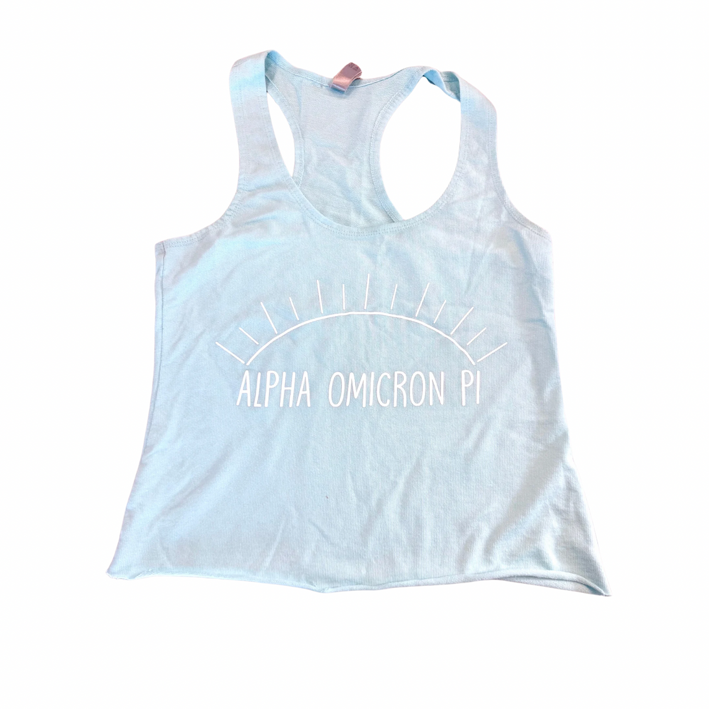 Alpha Omicron Pi Sunshine Racerback Tank Light Blue